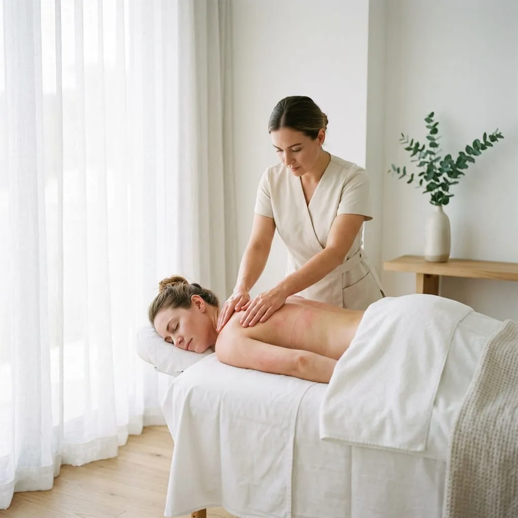 Deep tissue work along the upper back at Sweet & Smile Massage in Daly City