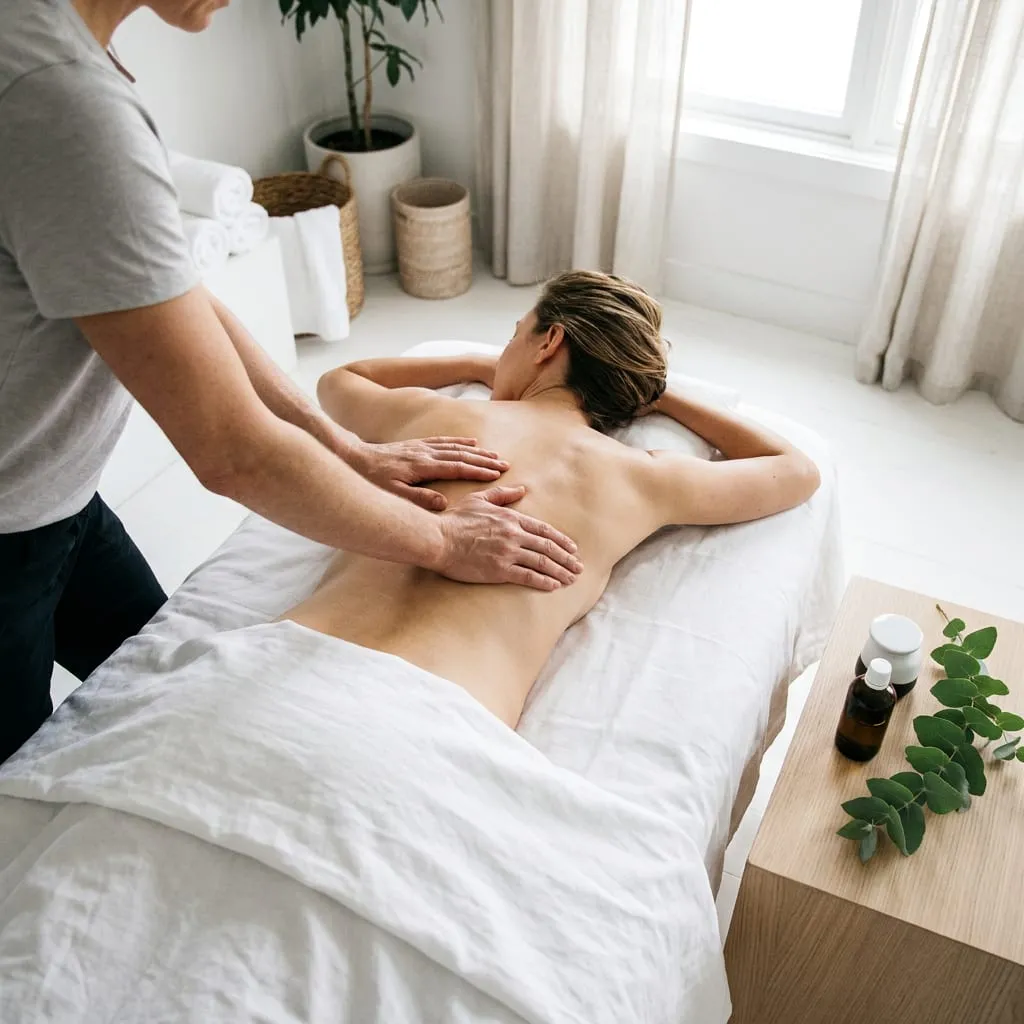 Deep tissue work through the shoulder and upper back at Sweet & Smile Massage in Daly City