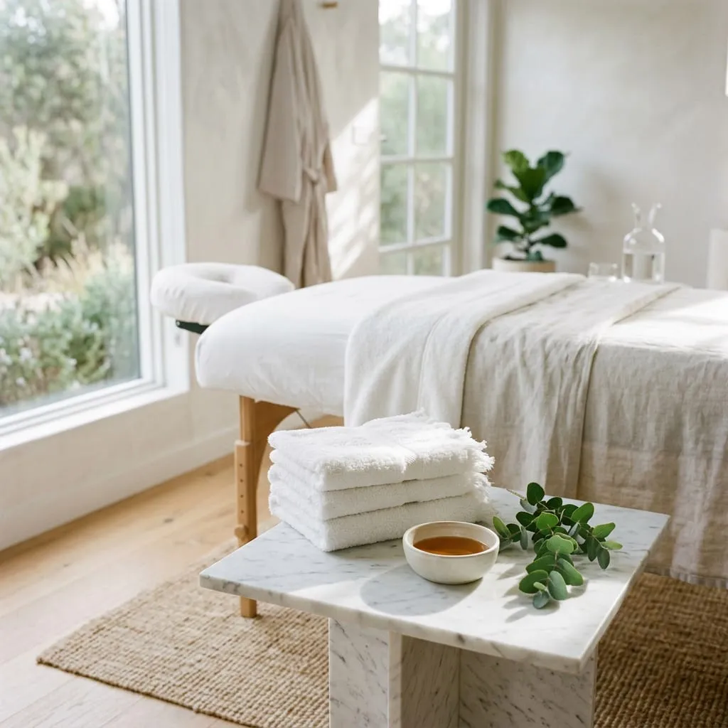 Two therapists working one table in sync during a four hands massage at Sweet & Smile Massage in Daly City